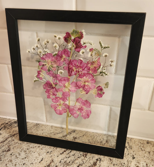 Pressed Flowers 8 x 10 Black Frame - Bouquet